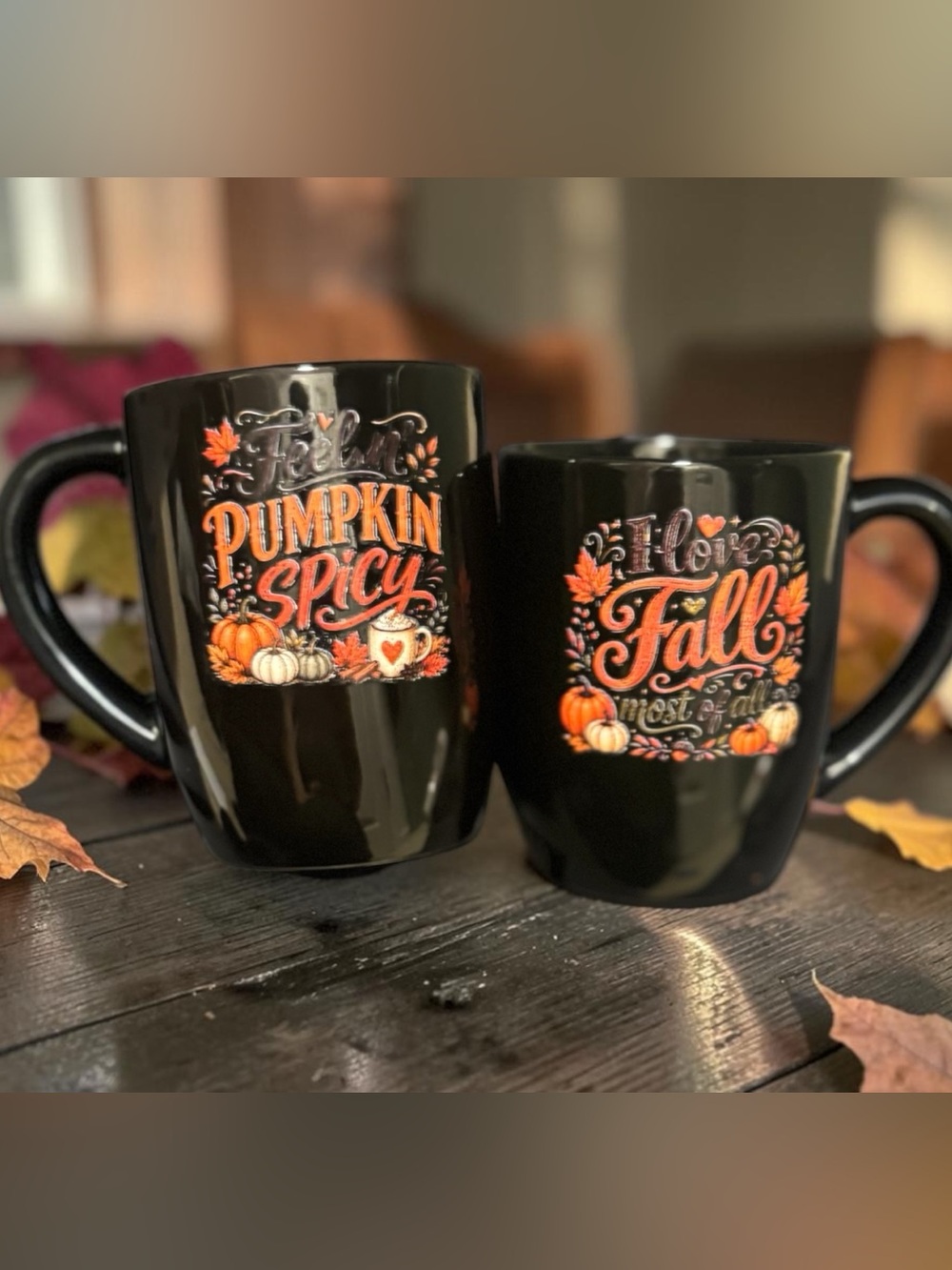 Black Fall Pumpkin Spice Ceramic Mug - Seasonal Home Dining
